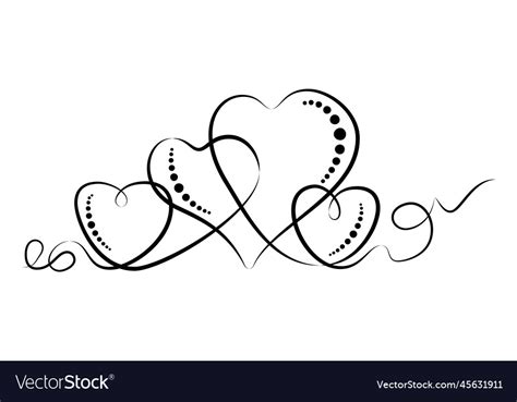 Calligraphic Flourish Heart Hand Drawn Vintage Vector Image