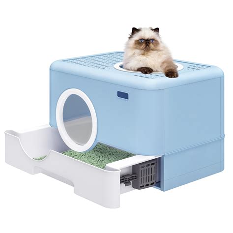 Cat Litter Box Enclosed Cat Toilet Blue - Walmart.com