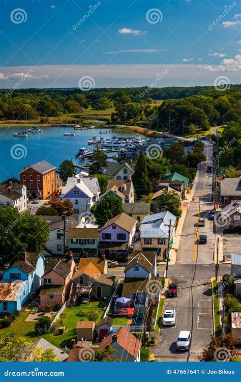 View of Chesapeake City from the Chesapeake City Bridge, Maryland ...