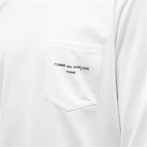 Comme Des Garçons Homme Long Sleeve Pocket Logo T Shirt White End Kr