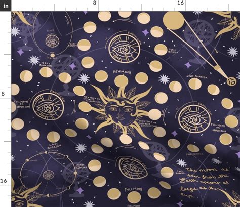 Phases of the moon map Fabric | Spoonflower