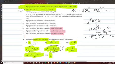 Degree Of The Polynomials Class 9 Ex2 1 Youtube