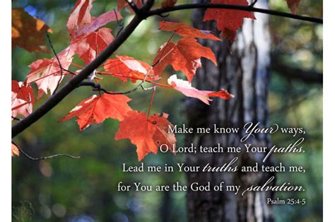 Christian Art - Psalm 25. 4-5 - Red Maple Leaves Photo - Fall Dec | aftcra