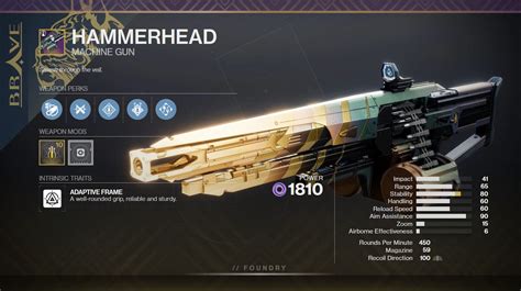 Hammerhead God Roll And Best Perks In Destiny 2