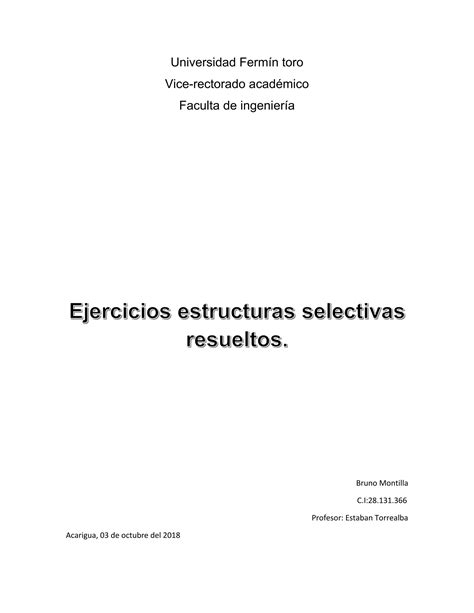 Ejercicios De Estructuras Selectivas Resueltos Pdf