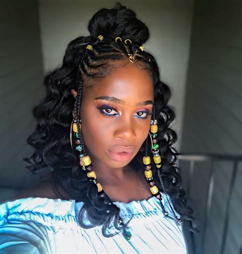 Fulani Inspired Braids With Beads By Misskenk Natural Hair Styles Braids With Extensions