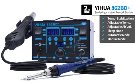 YIHUA 862BD SMD Hot Air Rework Station And Soldering Station 2 In 1