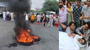 People Hold Strong Protest Block Bakshi Nagar Chowk For Many Hours