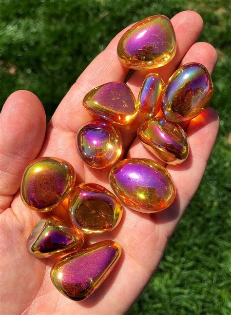 Tumbled Sunset Aura Quartz Sunset Aura Quartz Tumbled Stone New