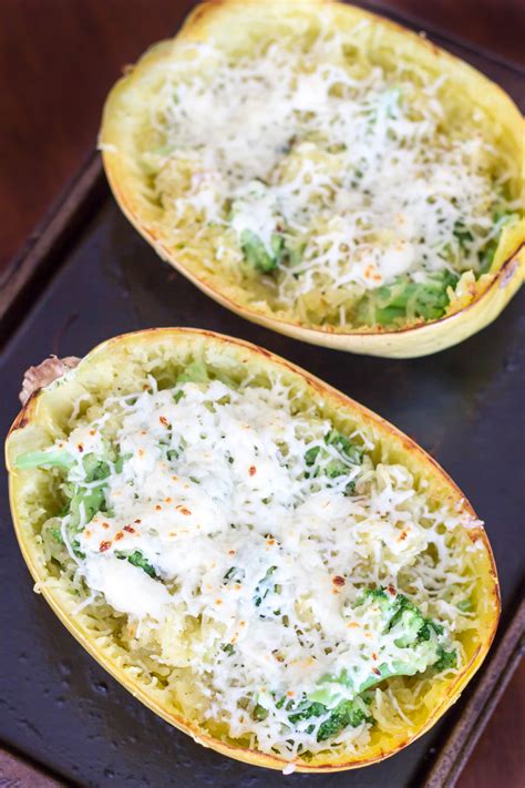 Broccoli Cheese Stuffed Spaghetti Squash Kendra S Treats