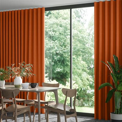 Wave Alberta Linen Burnt Orange Curtains