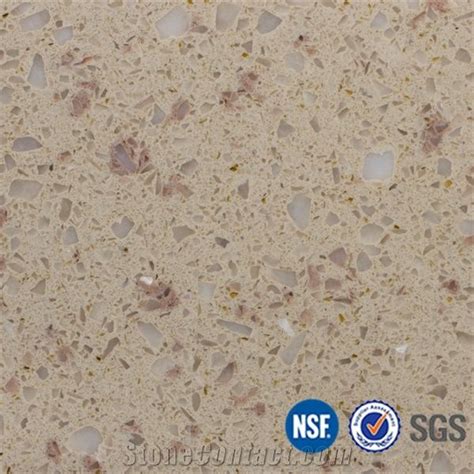 Oem Manufacturer Cream Quartz Stone Beige Crystal Engineered Stone