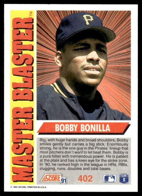 Score Bobby Bonilla Pittsburgh Pirates Ebay