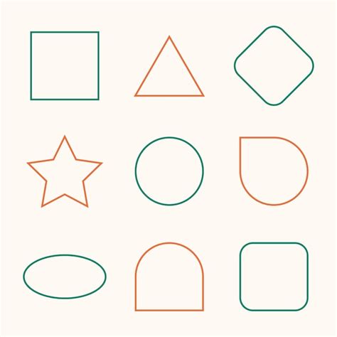 Premium Vector Colorful Flat Basic Line Geometric Shapes Set Vector