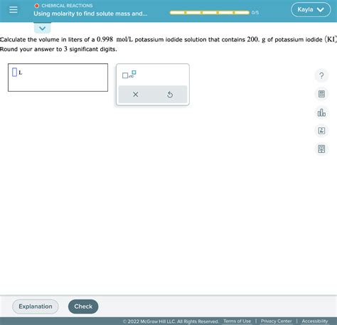 Solved Calculate The Volume In Liters Of A Ma