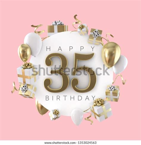 Happy 35th Birthday Party Composition Balloons Stock Illustration ...