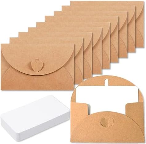 XFentech Pack Of 15 Kraft Paper Envelopes With 15 Blank Paper Cards