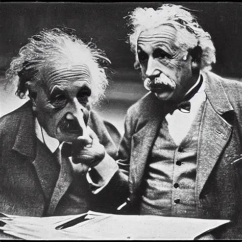 Vintage Photo Of Einstein And Thomas Edison Fighting Stable Diffusion