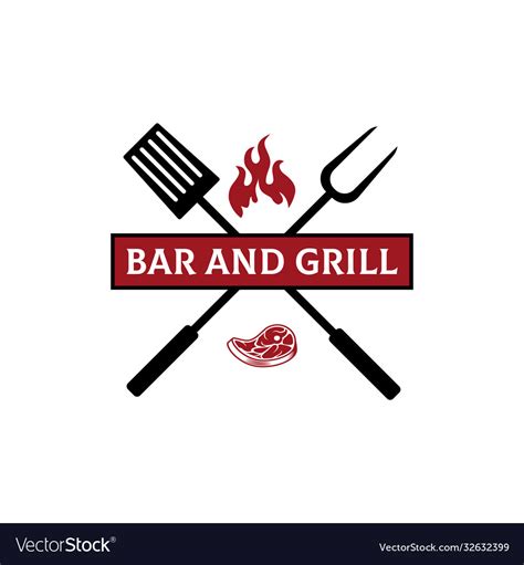 Bar And Grill Restaurant Logo Design Royalty Free Vector