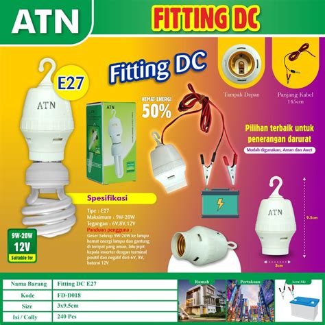 Jual Fitting Lampu Dc Fitting Inverter 12v Atn Dc Ke Ac Lampu Dc E27 Shopee Indonesia