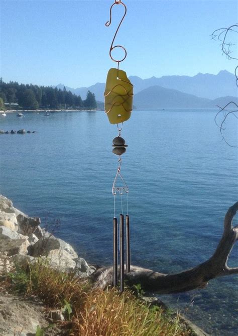 Wind Chime Stained Glass Beach Glass Sea Glass Copper Etsy Wind Chimes Chimes Beach Glass