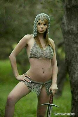 Aluminum Chainmail Silver Bra Skirt And Coif Hot Intimate Costume For