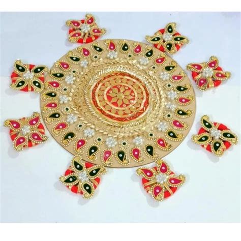 Stone Work Round Acrylic Diwali Rangoli For Decoration Size Dimension