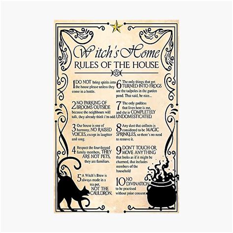 Witch S Home Rules Of The House Poster Witch Poster Witch Home Decor