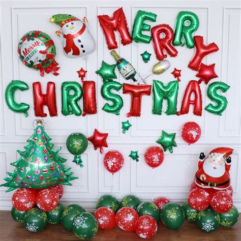 Aperil 60pcs Merry Christmas Balloon Set Party Decoration Santa Claus