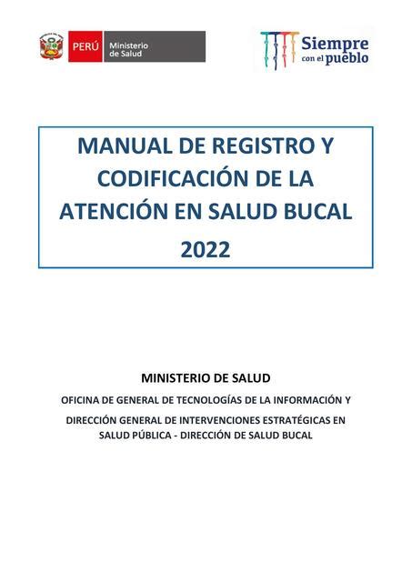 Manual de registro y codificación de la atención en salud bucal