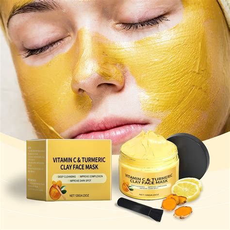 Clearance TurmericClay Mask With VitaminC Detoxand Purify Face Deep