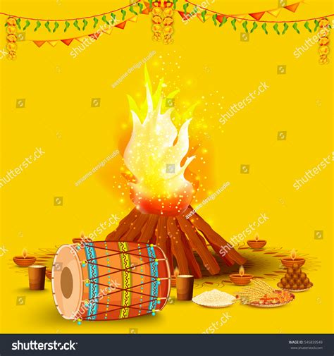 Punjabi Festival Lohri Celebration Bonfire Background Stock Vector ...