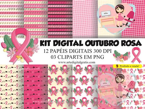 KIT DIGITAL OUTUBRO ROSA GRÁTIS Arte Digital Grátis