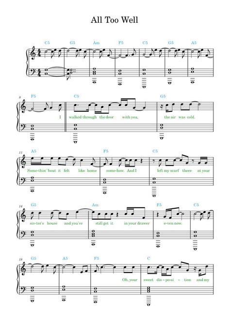 Taylor Swift — All Too Well Piano Sheet Music Ноты