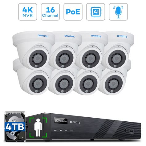 ONWOTE 16 Channel 4K PoE Security Camera System AI Human Detection 4K