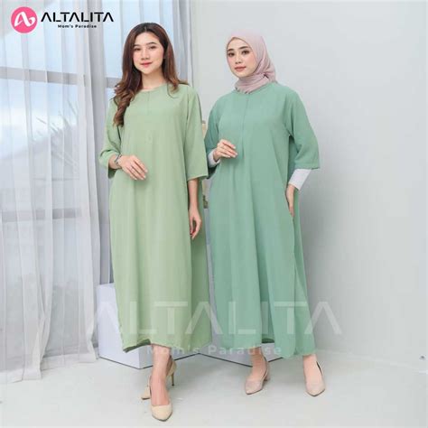 Jual Altalita Dress Ceisya Daster Gamis Crinkle Airflow Polos Panjang