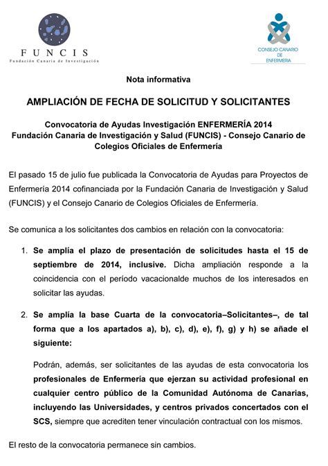 Nota Informativa Ampliación Fecha de Solicitud y Solicitantes