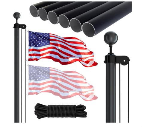 Flag Pole Kit Extra Thick Heavy Duty Aluminum Flagpole Outsides 25 FT