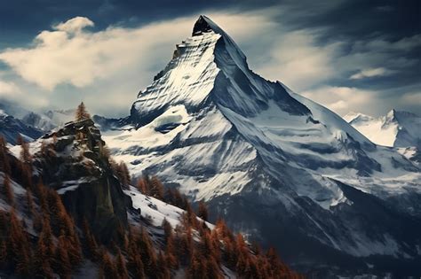 Premium Photo Majestic Mountain Peak In Tranquil Winter Landscape