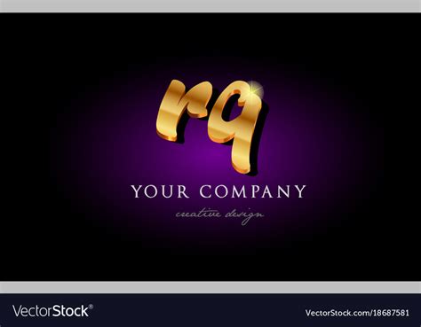 Rq R Q D Gold Golden Alphabet Letter Metal Logo Vector Image