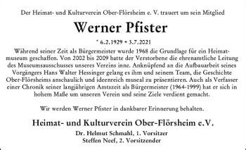 Traueranzeigen Von Werner Pfister Vrm Trauer De