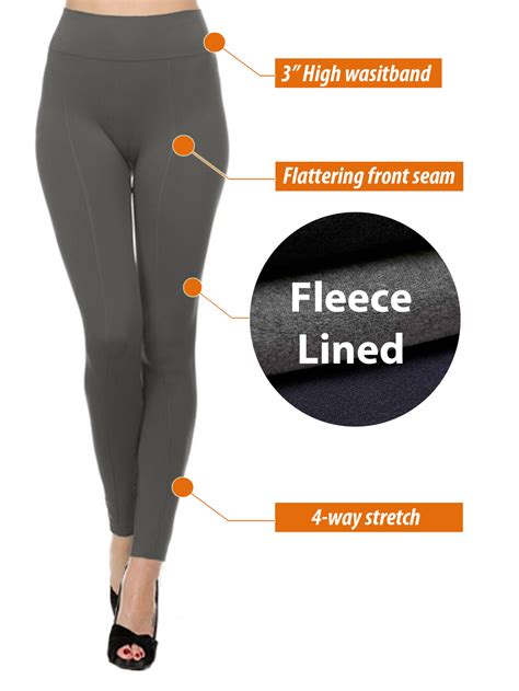 2 Pack Women Winter Warm Fleece Lined Thermal Leggings With Front Seam