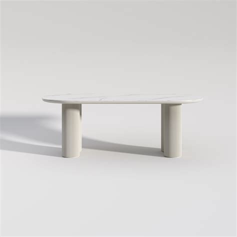 Cosmie Oval White Ceramic Top Dining Table/Ivory White Timber Legs | Dining table marble, Dining ...