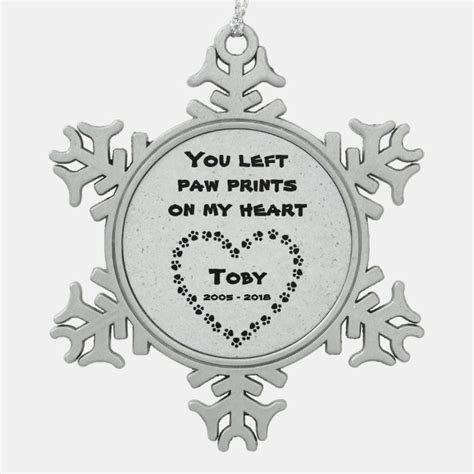 Personalized Dog Memorial Snowflake Pewter Christmas Ornament Zazzle