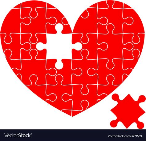 Jigsaw Puzzle In Red Heart Royalty Free Vector Image