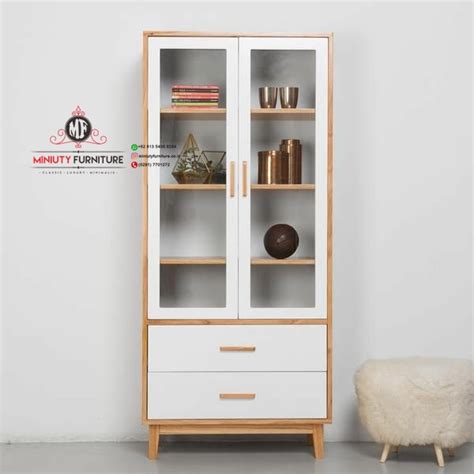 Desain Lemari Hias Model Minimalis Pintu Kaca Miniuty Furniture