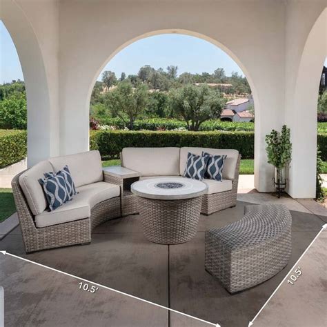 Sunvilla Laguna Piece Woven Deep Seating Fire Sectional Patio Set