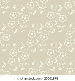 Vector Illustration Seamless Beige Flowers Background Stock Vector