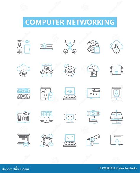 Computer Networking Vector Line Icons Set Networking Computer Ethernet Tcp Ip Wi Fi