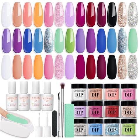 Amazon Dip Powder Nail Starter Kit Azurebeauty Pink Blue Nude Red